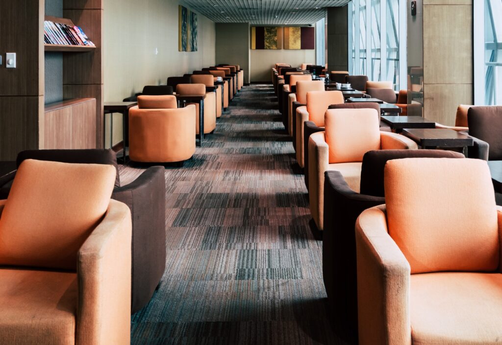 Empty airport lounge